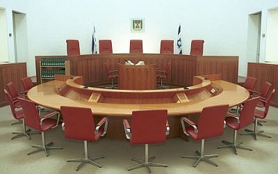 Illustrative photo of an empty courtroom at the Supreme Court. (photo credit: Flash90)