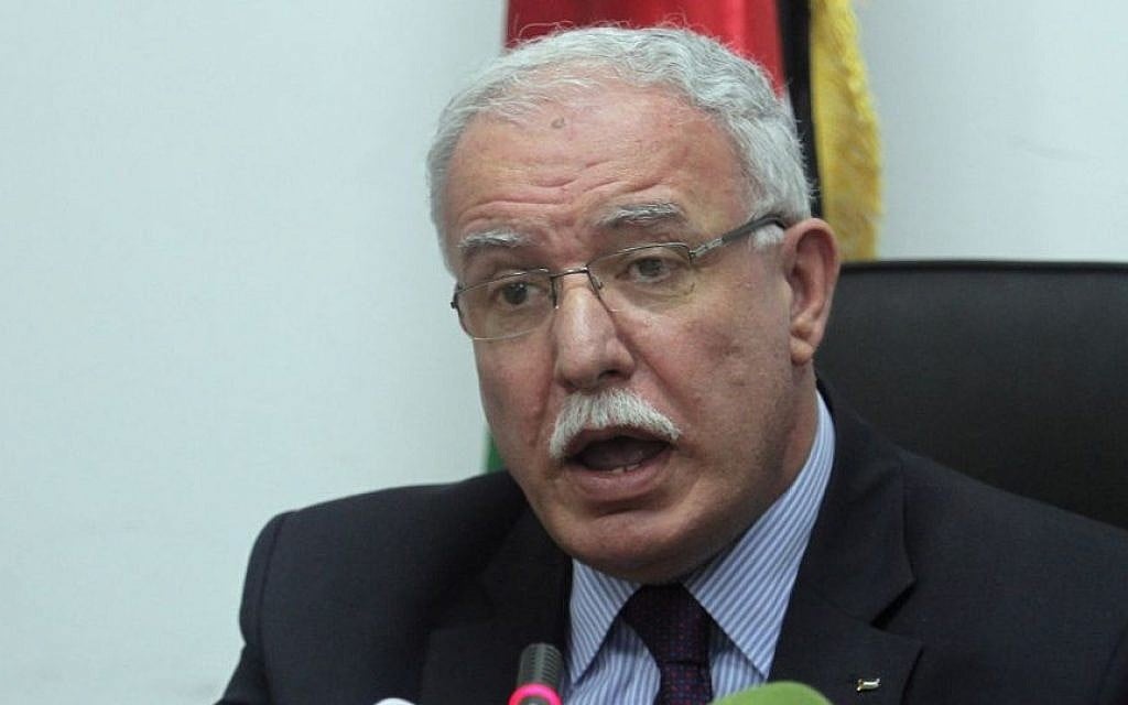 Palestinian authority Foreign Minister Riyad al-Maliki (photo credit: Issam Rimawi/Flash90/File) Palestinian authority Foreign Minister Riyad al-Maliki (photo credit: Issam Rimawi/Flash90/File)