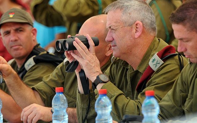 Lt. Gen. Benny Gantz watching the combined drill (Photo credit: Courtesy: IDF Spokesperson's Office)