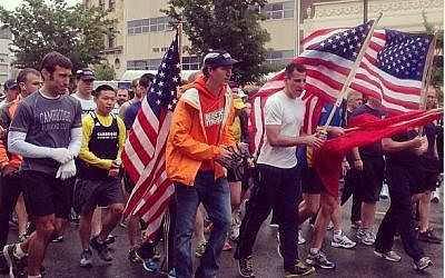 Ross running the symbolic last mile of the Boston Marathon on May 25 with One Race. (photo credit: Instagram) Ross running the symbolic last mile of the Boston Marathon on May 25 with One Race. (photo credit: Instagram)