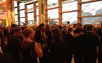 A sea of black at the Tomorrow 13 reception Tuesday night (photo credit: Jessica Steinberg/Times of Israel)