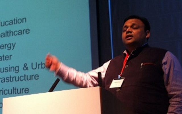 Dr. Arvind Gupta speaks at the Israel-Asia Summit (Photo credit: Courtesy)