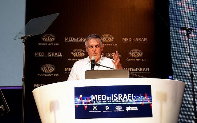 Professor Dan Shechtman speaks at the MedInIsrael conference (Photo credit: Courtesy)