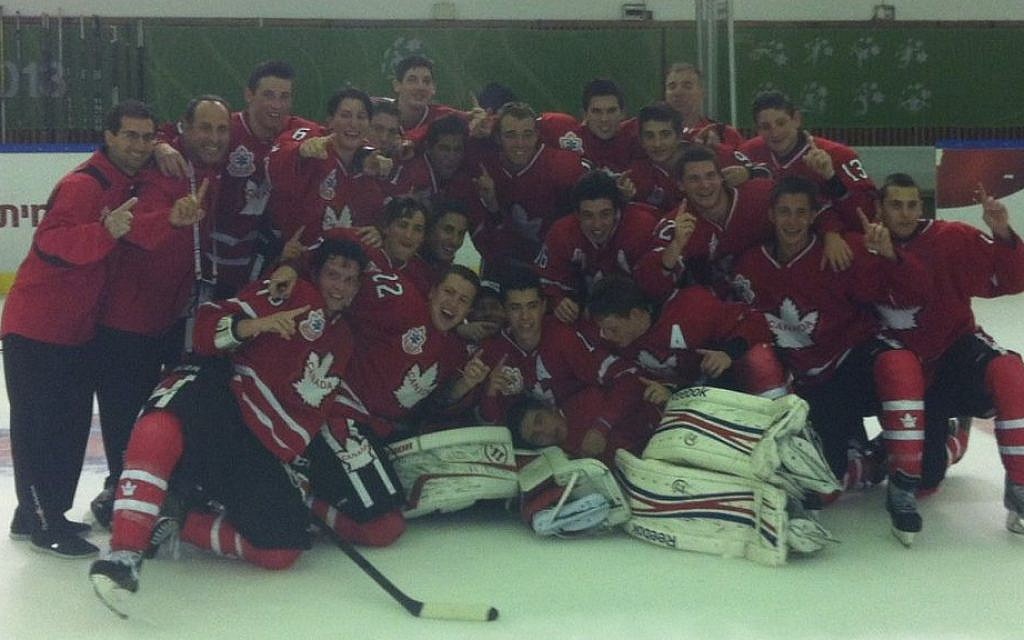 Canada's junior Maccabiah team celebrates after winning gold (photo credit: Aaron Kalman) Canada's junior Maccabiah team celebrates after winning gold (photo credit: Aaron Kalman)