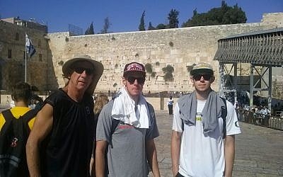 The Carter family visits the Western Wall ahead of the Maccabiah Games (photo credit: courtesy)
