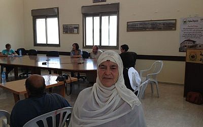 Mariam Hammad of Silwad at the townhall (Photo credit: Mitch Ginsburg/ Times of Israel) Mariam Hammad of Silwad at the townhall (Photo credit: Mitch Ginsburg/ Times of Israel)