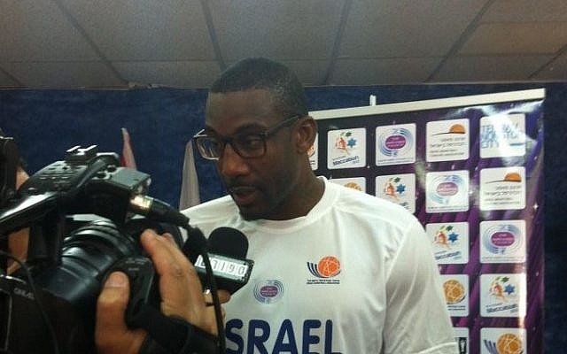 New York Knicks star Amare Stoudamire ahead of the Maccabia men's basketball tournament (photo credit: Raphael Geller, Times of Israel)