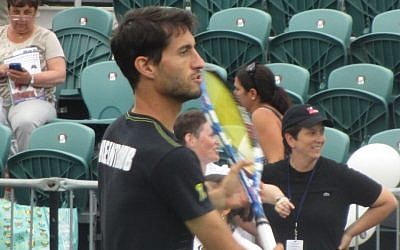 Weintraub on the court (photo credit: Howard Blas/Times of Israel)