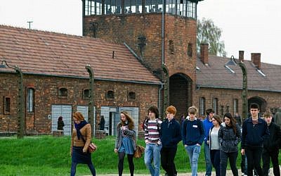 British non-Jewish high schoolers on a trip to Auschwitz. (photo credit: courtesy)