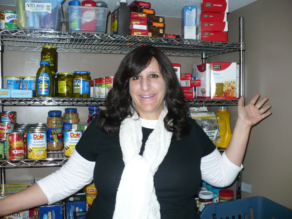 Extreme couponer Anita Batt showing off her stockpile. (photo credit: Yaffa Klugerman/JTA)
