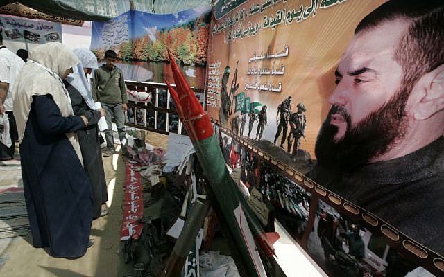 Palestinians look at homemade rockets during a Palestinian heritage exhibition a festival marking the 61st anniversary of the Nakba (catastrophe) on April 27, 2009, in Gaza (photo credit: Abed Abed/Flash90) Palestinians look at homemade rockets during a Palestinian heritage exhibition a festival marking the 61st anniversary of the Nakba (catastrophe) on April 27, 2009, in Gaza (photo credit: Abed Abed/Flash90)