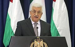 Palestinian Authority President Mahmoud Abbas speaks during a press conference following his meeting with Italian Prime Minister Enrico Letta at the Palestinian Presidential compound in the West Bank city of Ramallah on June 30, 2013 (photo credit: Issam Rimawi/Flash90)