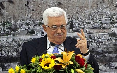 PA President Mahmoud Abbas during a meeting of the Palestinian leadership in the West Bank city of Ramallah, Thursday July 18, 2013 (photo credit: Issam Rimawi/Flash90)