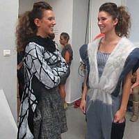 Models for student Debbie Abramovicz's designs wait backstage before the end of the year fashion show (photo credit: Leeor Bronis/Times of Israel)