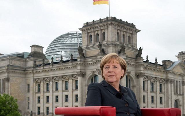 German Chancellor Angela Merkel gives a television interview in Berlin, Germany, Sunday July 14 (photo credit: AP/dpa,Soeren Stache)