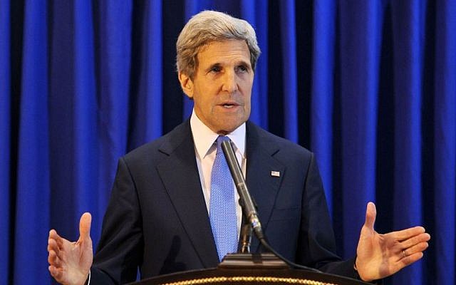 US Secretary of State John Kerry speaks during a press conference at Queen Alia International Airport in Jordan on Friday, July 19, 2013. (photo credit: AP/Mandel Ngan, Pool)