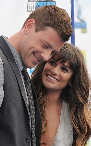 Cory Monteith, left, and Lea Michele at the 2012 Do Something awards in Santa Monica, Calif. (photo credit: Jordan Strauss/Invision/AP, File)