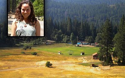 Annais Rittenberg, inset, a 21-year-old counselor, was killed when a massive oak tree crashed down on a campfire circle at northern California's Camp Towanga, seen here. (photo credit: Facebook via JTA)