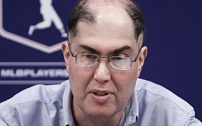 In this Nov. 28, 2012, file photo, Michael Weiner, executive director of the Major League Baseball Players' Association, speaks during a news conference in New York. (photo credit: AP Photo/Frank Franklin II, File)