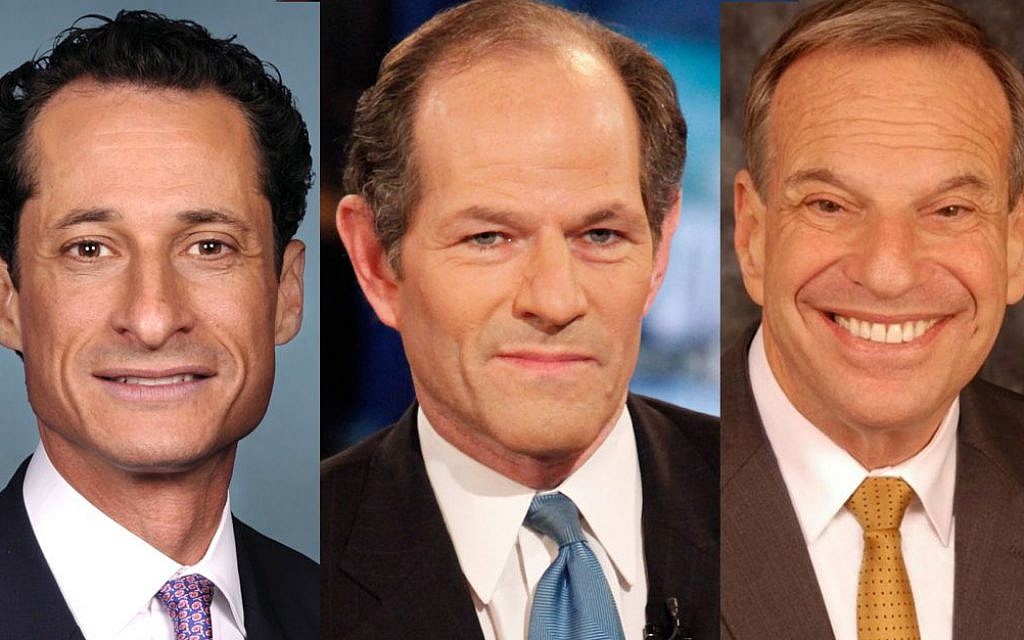 From left, Anthony Weiner, Eliot Spitzer and Bob Filner, three Jewish politicians seeking to move on after misdeeds. (photo credit: United States Congress/Getty Images/City of San Diego/via JTA) From left, Anthony Weiner, Eliot Spitzer and Bob Filner, three Jewish politicians seeking to move on after misdeeds. (photo credit: United States Congress/Getty Images/City of San Diego/via JTA)