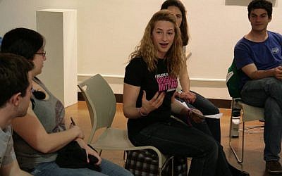 Ayo Oppenheimer, founder and editor of the website Jewrotica.org, leading a Hillel session. (photo credit: David Abitbol) Ayo Oppenheimer, founder and editor of the website Jewrotica.org, leading a Hillel session. (photo credit: David Abitbol)