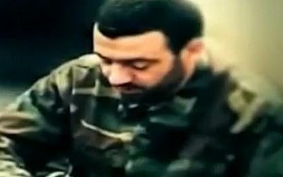 Screenshot from footage aired by al-Manar TV showing Hezbollah commander Khaled al-Basli, who directed the 2006 raid on Israel's border and the kidnappings of Ehud Goldwasser and Eldad Regev. (Photo credit: al-Manar) Screenshot from footage aired by al-Manar TV showing Hezbollah commander Khaled al-Basli, who directed the 2006 raid on Israel's border and the kidnappings of Ehud Goldwasser and Eldad Regev. (Photo credit: al-Manar)