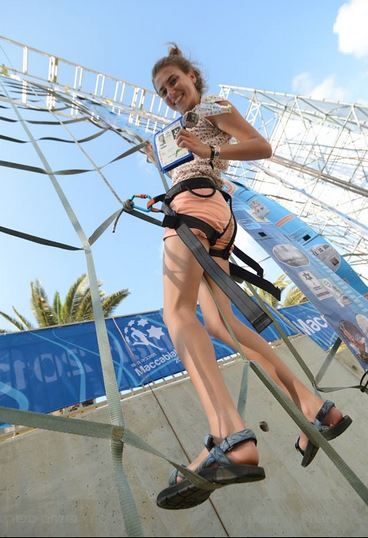 Climbing the walls and wires at the Hub (Courtesy Maccabiah 2013) Climbing the walls and wires at the Hub (Courtesy Maccabiah 2013)
