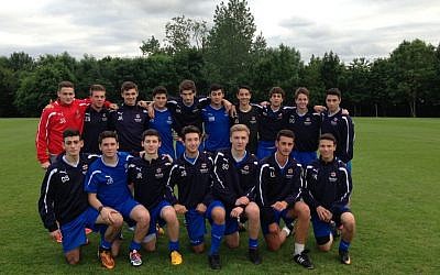 Great Britain's junior soccer team at Maccbiah 2013 (photo credit: courtesy)
