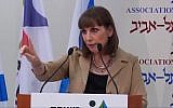 Sports and Culture Minister Limor Livnat excoriates a reporter at a press conference Monday, July 8, 2013 (photo credit: YouTube)