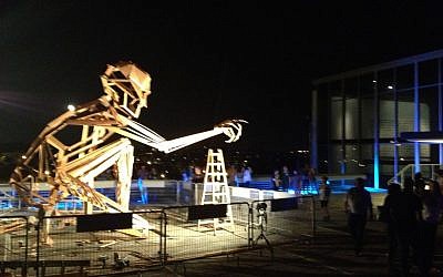 Sculpture in progress, at Contact Point (photo credit: Jessica Steinberg/Times of Israel)