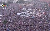 Hundreds of thousands of anti-Morsi protesters demonstrate at Cairo's Tahrir Square, one month before the military ousted him (photo credit: screen capture/Channel 10 news)