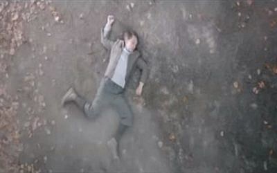 Child 'Hitler' after being killed in a student Mercedes commercial (photo credit: screen capture Tuğba Yılmaz/YouTube)
