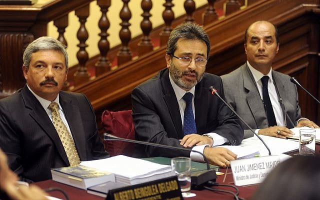 Peruvian Prime Minister Juan Jimenez, center (photo credit: CC BY-Congreso de la Republica del Perú/Flickr) Peruvian Prime Minister Juan Jimenez, center (photo credit: CC BY-Congreso de la Republica del Perú/Flickr)