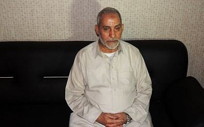 Mohammed Badie, the supreme leader of Egypt's Muslim Brotherhood, pictured after his detention in Cairo, Egypt, Aug. 20 (photo credit: AP/Egyptian Interior Ministry)