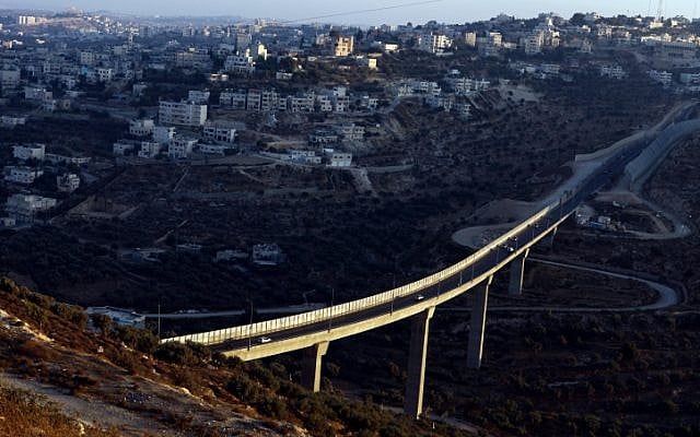 Illustrative: A view from the Israeli settlement of Har Gilo of Route 60, backdropped by the West Bank village of Beit Jala. (Abir Sultan/Flash 90)