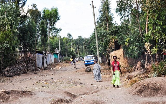 A view outside the Jewish Agency-run synagogue in Gondar. (Michal Shmulovich/ToI)