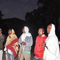 Throngs of people came to the Jewish Agency in Gondar to see their friends and relatives off (photo credit: Michal Shmulovich/ToI)