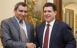 Deputy Foreign Minister Ze'ev Elkin (left) and Paraguayan President Horacio Cartes, Wednesday, August 15, 2013 (photo credit: courtesy of the Foreign Ministry)