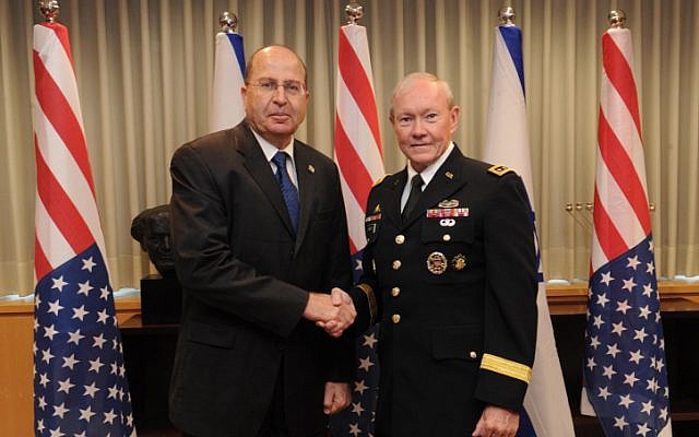 Defense Minister Moshe Ya'alon meets with US Chairman of the Joints Chiefs of Staff Gen. Martin Dempsey at the Defense Ministry in Tel Aviv, on August 14, 2013. (photo credit: Israel Ministry of Defense/Flash90) Defense Minister Moshe Ya'alon meets with US Chairman of the Joints Chiefs of Staff Gen. Martin Dempsey at the Defense Ministry in Tel Aviv, on August 14, 2013. (photo credit: Israel Ministry of Defense/Flash90)