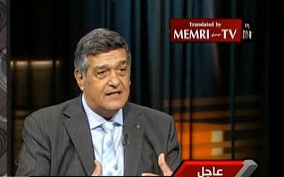 Egyptian law professor Nabil Ahmed Helmy, in an Egypt Channel 1 interview that aired on August 7, 2013 (photo credit: YouTube screen capture). Egyptian law professor Nabil Ahmed Helmy, in an Egypt Channel 1 interview that aired on August 7, 2013 (photo credit: YouTube screen capture).