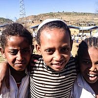 Boisterous classmates at the school in Gondar, which doubled up on the local curriculum as well as Jewish and Hebrew studies, to prepare students for life in Israel (photo credit: Michal Shmulovich/ToI)