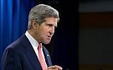 Secretary of State John Kerry speaks at the State Department in Washington, Monday, August 26, 2013 (photo credit: AP/Manuel Balce Ceneta)