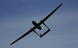 The Eitan drone, also known as the Heron TP flies during a display at the Palmahim Air Force Base in Israel, March 7, 2007. (AP/Ariel Schalit/File)