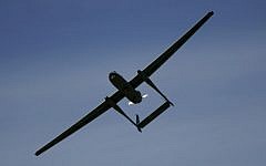 The Eitan drone, also known as the Heron TP flies during a display at the Palmahim Air Force Base in Israel, March 7, 2007. (AP/Ariel Schalit/File)
