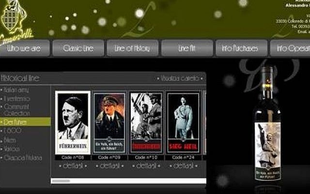 Website of Italian winemakers showing their series featuring Hitler and other dictators. (photo credit: screen capture) Website of Italian winemakers showing their series featuring Hitler and other dictators. (photo credit: screen capture)