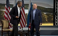 President Barack Obama and Russian President Vladimir Putin get up to leave after their meeting in Enniskillen, Northern Ireland, in June, 2013.  (Photo credit: AP/Evan Vucci)