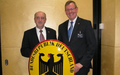 Near the start of his career, Schuette (right) completed a formative early posting in Tel Aviv. (Courtesy of Rolf Schuette)