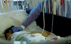 A young Syrian girl undergoes treatment in an Israeli hospital this summer (photo credit: Channel 10 screenshot)