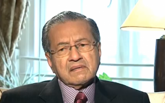 Former Malaysian prime minister Mahathir Mohamad during a recent interview (photo credit: YouTube screen grab)