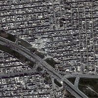 Satellite photo made available by Amnesty International on Wednesday Aug. 7 2013 of the Jabal Badro area of Aleppo, Syria following a ballistic missile strike in the evening of 18 February 2013  (photo credit: AP/ Digital Globe via Amnesty International)